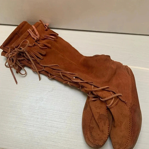 Minnetonka Front Lace Tall Knee High Boots 7.5 - Picture 13 of 14